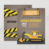 Sinaasappel graafmachine constructie thema verjaar kaart (Voorkant / Achterkant)