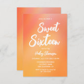 Sinaasappel Gradient Modern Trendy Sweet 16 Verjaa Kaart (Voorkant / Achterkant)