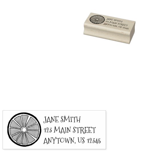 Sinaasappel Grapefruit Citrus Fruit Slice Rubberstempel (Gestempeld)