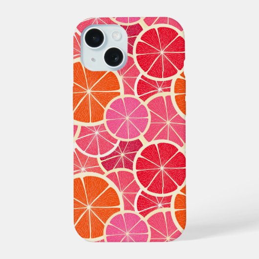 Sinaasappel & Grapefruit Citrusvruchten Patroon iPhone 15 Case (Achterkant)