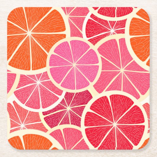 Sinaasappel & Grapefruit Citrusvruchten Patroon Kartonnen Onderzetters (Voorkant)