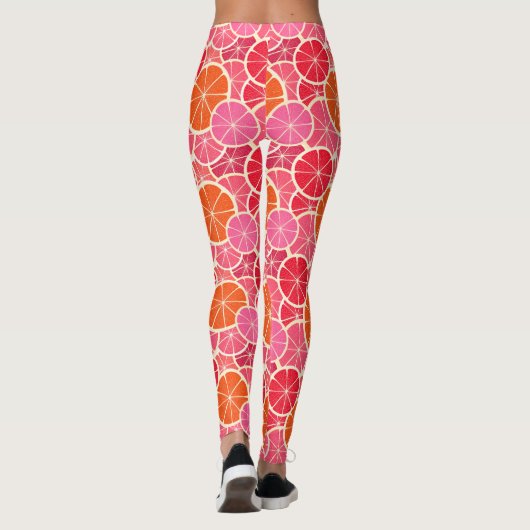 Sinaasappel & Grapefruit Citrusvruchten Patroon Leggings (Achterkant)