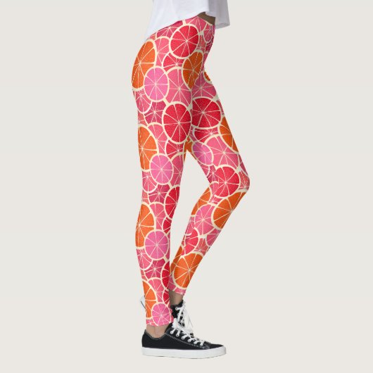 Sinaasappel & Grapefruit Citrusvruchten Patroon Leggings (Rechts)