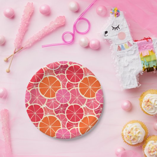 Sinaasappel & Grapefruit Citrusvruchten Patroon Papieren Bordje (Feest)