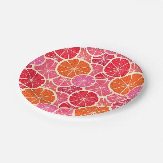 Sinaasappel & Grapefruit Citrusvruchten Patroon Papieren Bordje (Gekanteld)