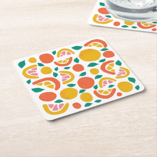 Sinaasappel Grapefruitcitroenpatroon Kartonnen Onderzetters (Schuin)