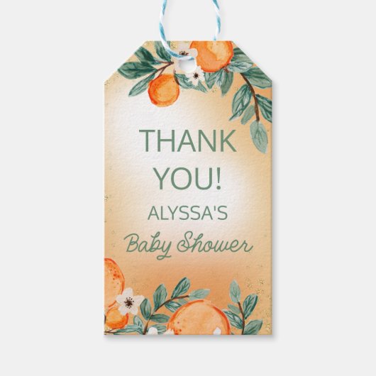 Sinaasappel Green Boy Girl Citrus Baby shower Cadeaulabel (Voorkant)