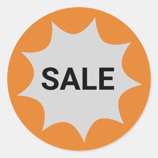 Sinaasappel & Grijs · 9-punts Bubble Sale Label (Voorkant)