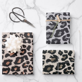 Sinaasappel Grijs Bruin Zwart Leopard Dierenprint Inpakpapier Vel