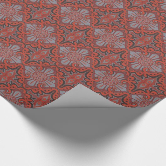 sinaasappel, grijs en zwart, gespleten pomegranat cadeaupapier (Hoek)