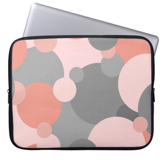 Sinaasappel-grijs moleculen laptop hoesjes sleeve (Voorkant)