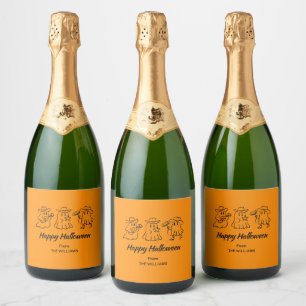 Sinaasappel Grille Griekse Griezelfeest Halloween Sparkling Wijnetiket