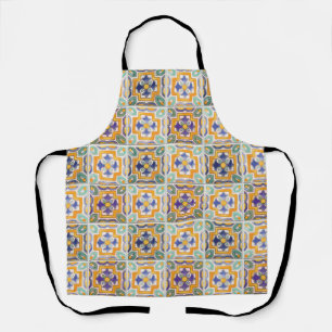 Sinaasappel-groen-blauw Tegel All-over print Schor Schort