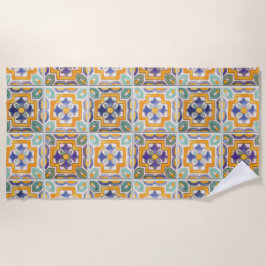 Sinaasappel-groen-blauw Tegel strandlaken