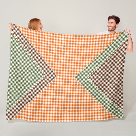 SINAASAPPEL GROEN & BRUIN PLAID PATROON FLEECE DEKEN (In situ)