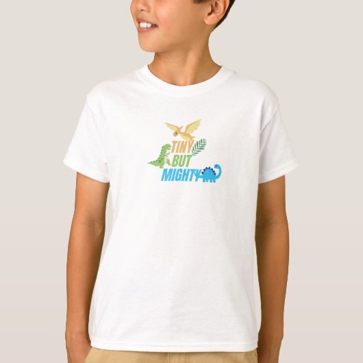 Sinaasappel Groen en Blauw Tiny But Mighty Kinder  T-shirt (Voorkant)