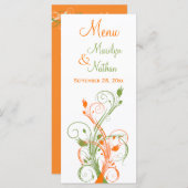 Sinaasappel, Groen, en Witte Bloemen Menu Kaart (Voorkant / Achterkant)
