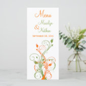 Sinaasappel, Groen, en Witte Bloemen Menu Kaart (Staand voorkant)