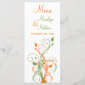 Sinaasappel, Groen, en Witte Bloemen Menu Kaart (Voorkant)