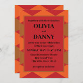 Sinaasappel Groen geruit Diamantpatroon Bruiloft Kaart (Voorkant / Achterkant)