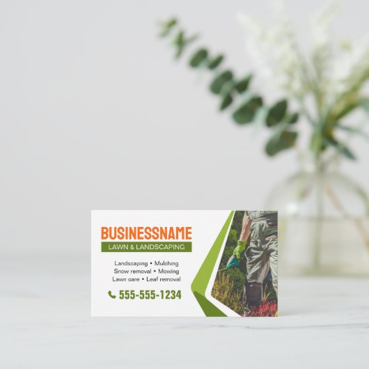 Sinaasappel & Groen Landschapsarchitectuur Maaien  Visitekaartje (Staand voorkant)