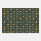 Sinaasappel Groen Pet St. Patrick Tartan Plaid set Inpakpapier Vel (Voorkant 2)
