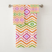 Sinaasappel Groen Roze Patroon Badhanddoek Set Bad Handdoek (Insitu)
