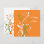 Sinaasappel Groen Wit Bloemen Sq. Uitnodiging voor (Voorkant / Achterkant)