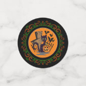 Sinaasappel Groen Zwart Kat Tombstone Bats Hallowe Confetti (Kleine voorkant)