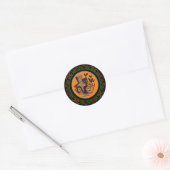 Sinaasappel Groen Zwart Kat Tombstone Bats Hallowe Ronde Sticker (Envelop)