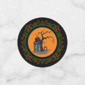 Sinaasappel Groen Zwart Katten Tombstone Tree Hall Confetti (Kleine voorkant)