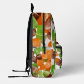 Sinaasappel groene rode snoep, gestrooid met suike bedrukte rugzak (Links)