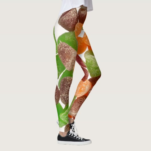 Sinaasappel groene rode snoep, gestrooid met suike leggings (Rechts)