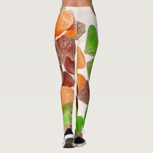 Sinaasappel groene rode snoep, gestrooid met suike leggings (Achterkant)