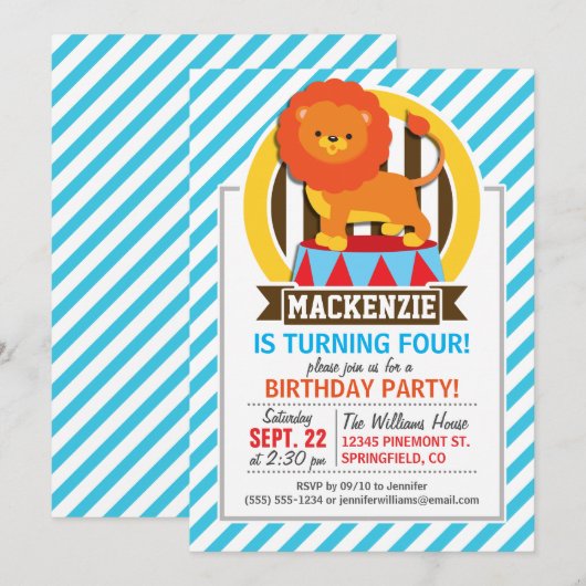 Sinaasappel grote top circusleeuw; blauw & witte s kaart (Voorkant / Achterkant)