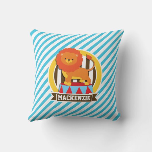 Sinaasappel grote top circusleeuw; blauw & witte s kussen (Achterkant)