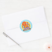 Sinaasappel grote top circusleeuw; blauw & witte s ronde sticker (Envelop)