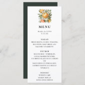 Sinaasappel Grove Citrus Botanische bruiloft Menu (Voorkant / Achterkant)