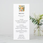 Sinaasappel Grove Citrus Botanische bruiloft Menu (Staand voorkant)