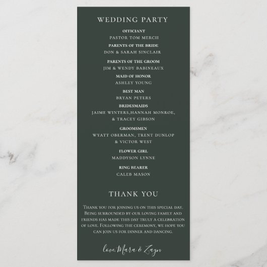 Sinaasappel Grove Citrus Botanische bruiloft Programmakaart (Achterkant)