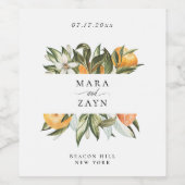 Sinaasappel Grove Citrus Botanische bruiloft Wijn Etiket (Enkel label)