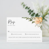 Sinaasappel Grove Citrus Bruiloft Voedsel Allergie RSVP Kaartje (Staand voorkant)