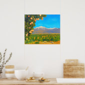 Sinaasappel Groves Snow Capped Mount Baldy begin j Poster (Keuken)