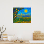 Sinaasappel Groves Snow Capped Mount Baldy begin j Poster (Keuken)