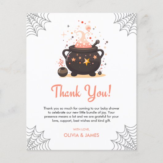 Sinaasappel Halloween Baby Shower Bedankkaart (Voorkant)