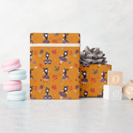 Sinaasappel | Halloween Kleine Heks Cadeaupapier