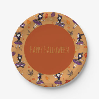 Sinaasappel | Halloween Kleine Heks Papieren Bordje