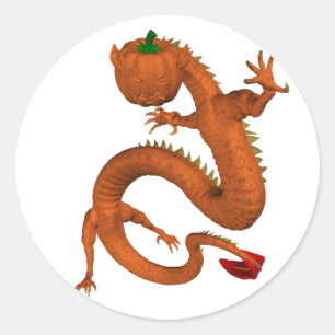 Sinaasappel Halloween Pompoen Draak Ronde Sticker