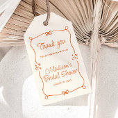 Sinaasappel Handgetekende Frame Bruiloft Feest Bed Cadeaulabel