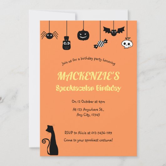 Sinaasappel Hangende Halloween Spooktacular Verjaa Kaart (Voorkant)